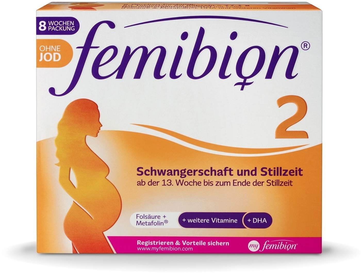 Femibion 2 Schwangerschaft ohne Jod 2 x 60 Tabletten und Kapseln Kombipackung