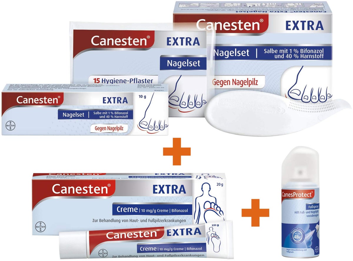 Canesten Extra Nagelset + Canesten Extra - 20 g Creme + CaneProtect 150 ml Fußspray