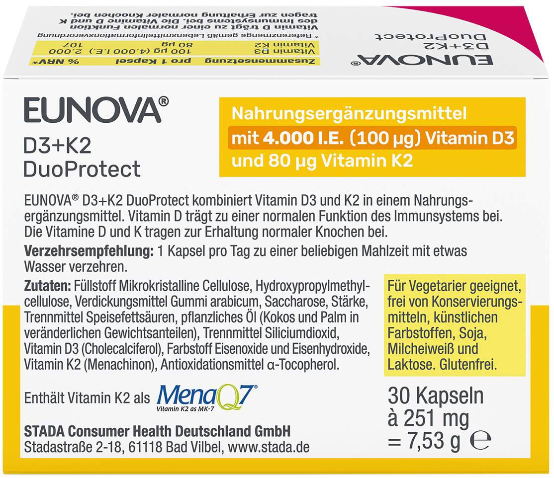 Eunova Duoprotect D3 + K2 4000 I.E. 30 Kapseln