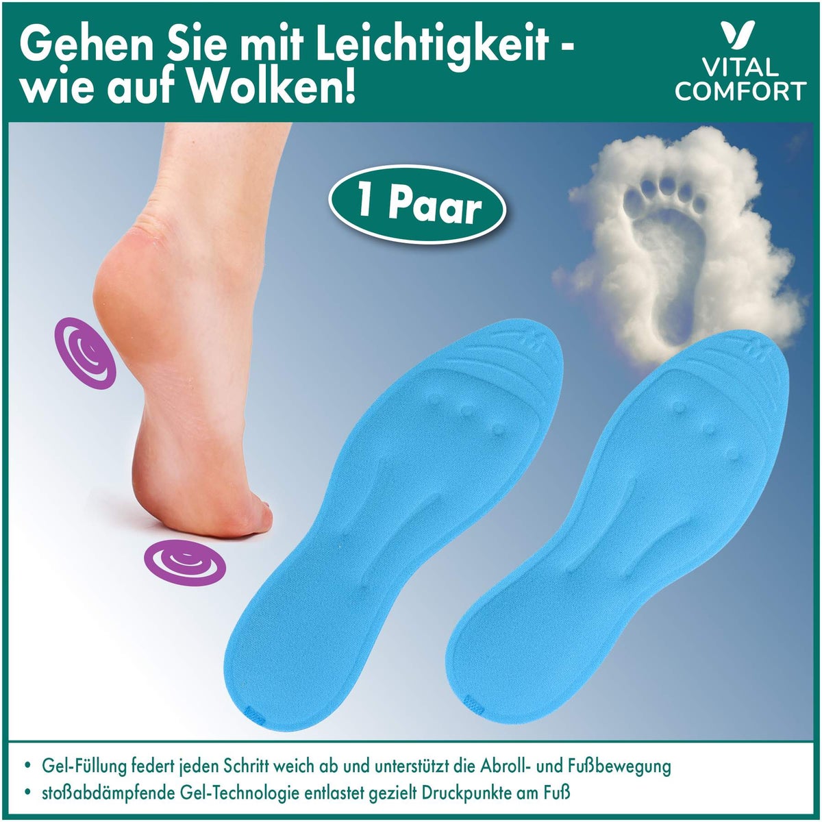 Vital Comfort Arthro-Soft Einlegesohlen Gel-Tec Gr. 36-40 1 Paar