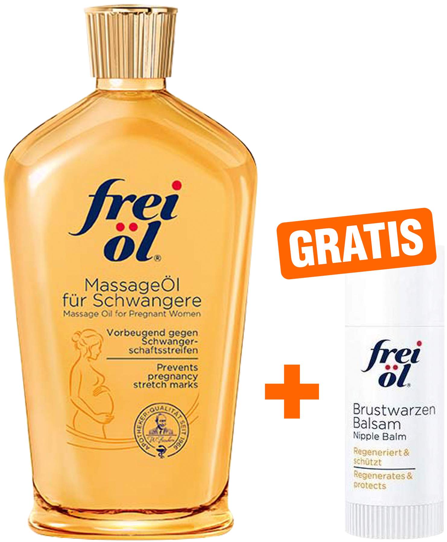 Frei Öl Massageöl für Schwangere  25ml + gratis Frei Öl Brustwarzen Balsam 7,5 ml