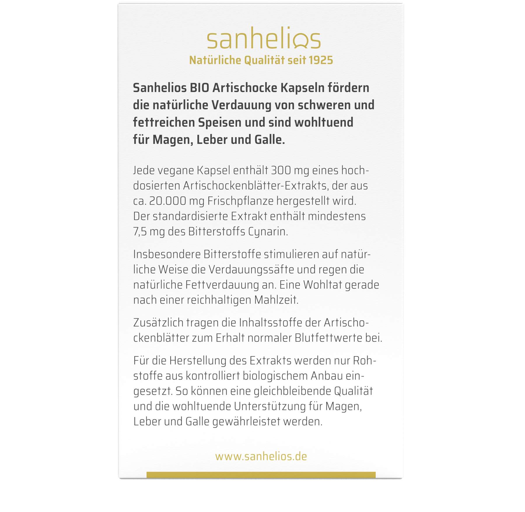 Sanhelios Bio Artischocke 100 Kapseln