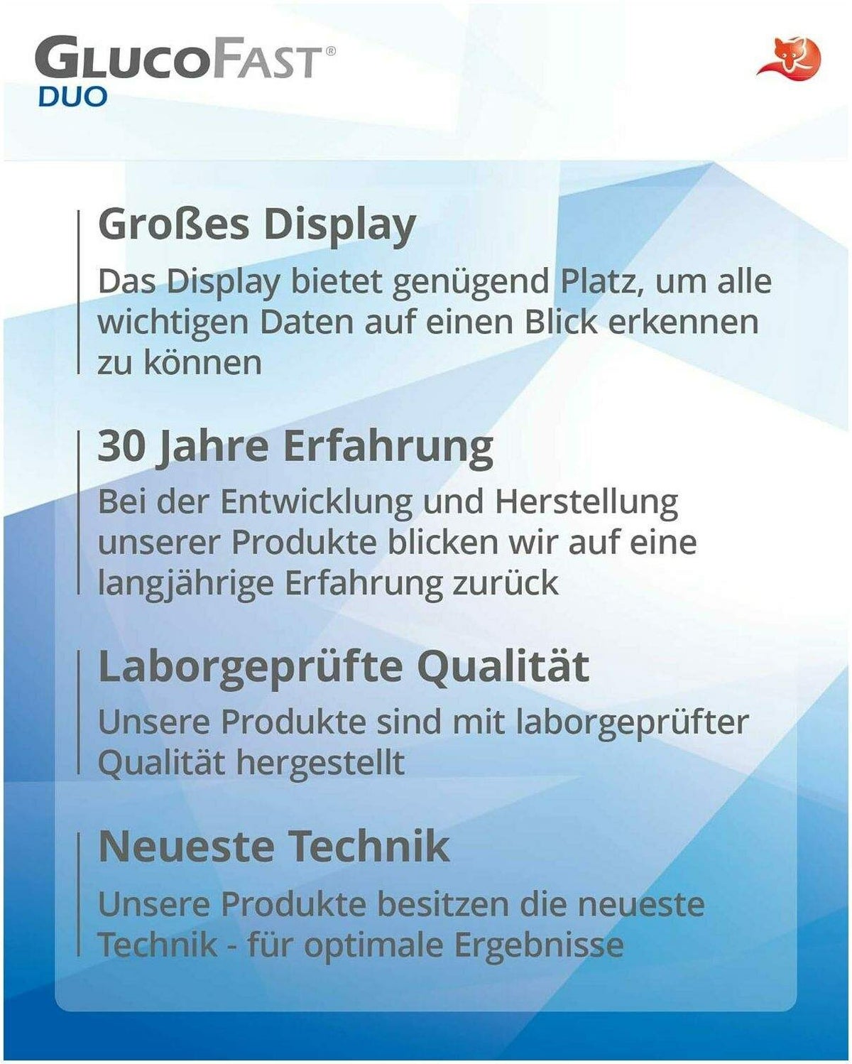 GLUCOFAST Duo Blutzucker-Messsystem mg je dl
