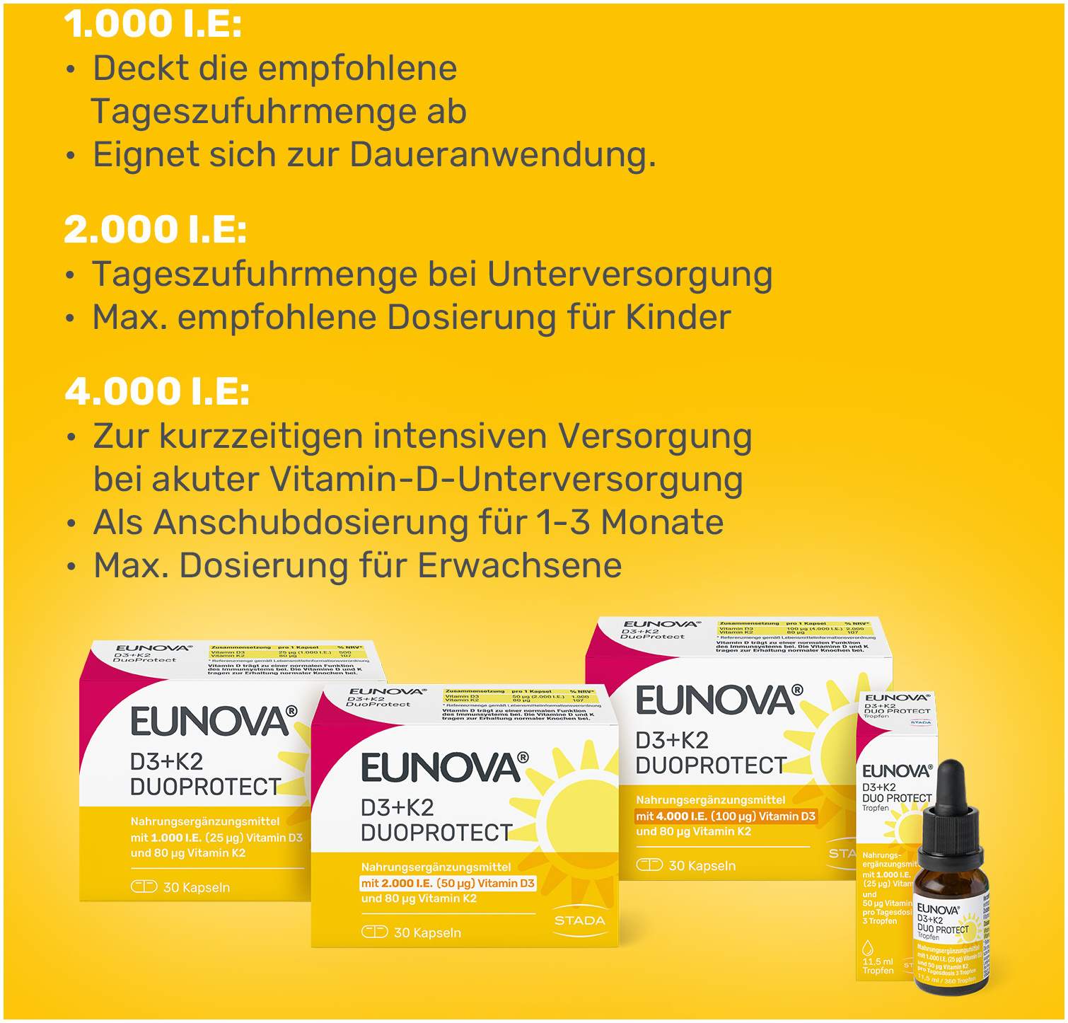 Eunova DuoProtect D3 + K2 4000 I.E. 90 Kapseln