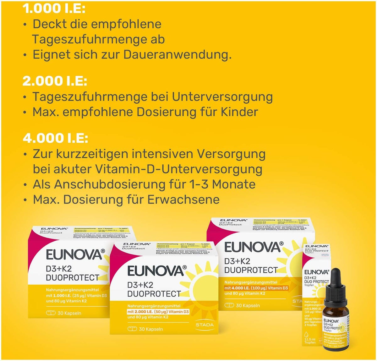 Eunova DuoProtect D3 + K2 4000 I.E. 90 Kapseln