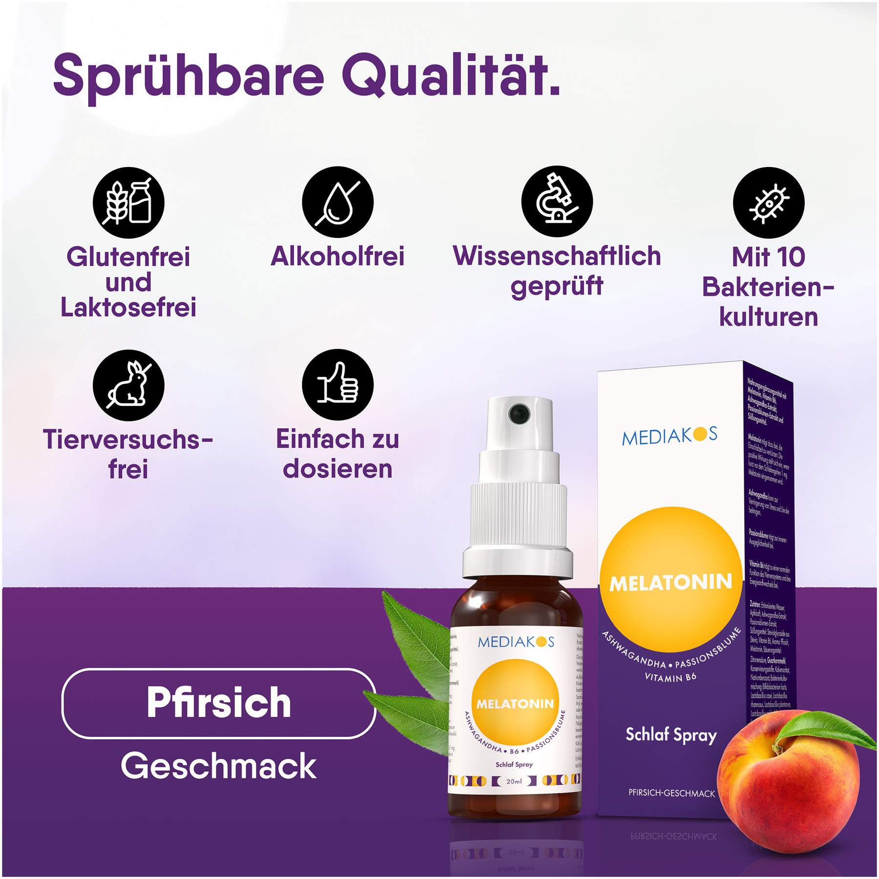Melatonin Ashwagandha Mediakos Schlaf Spray Vegan 20ml