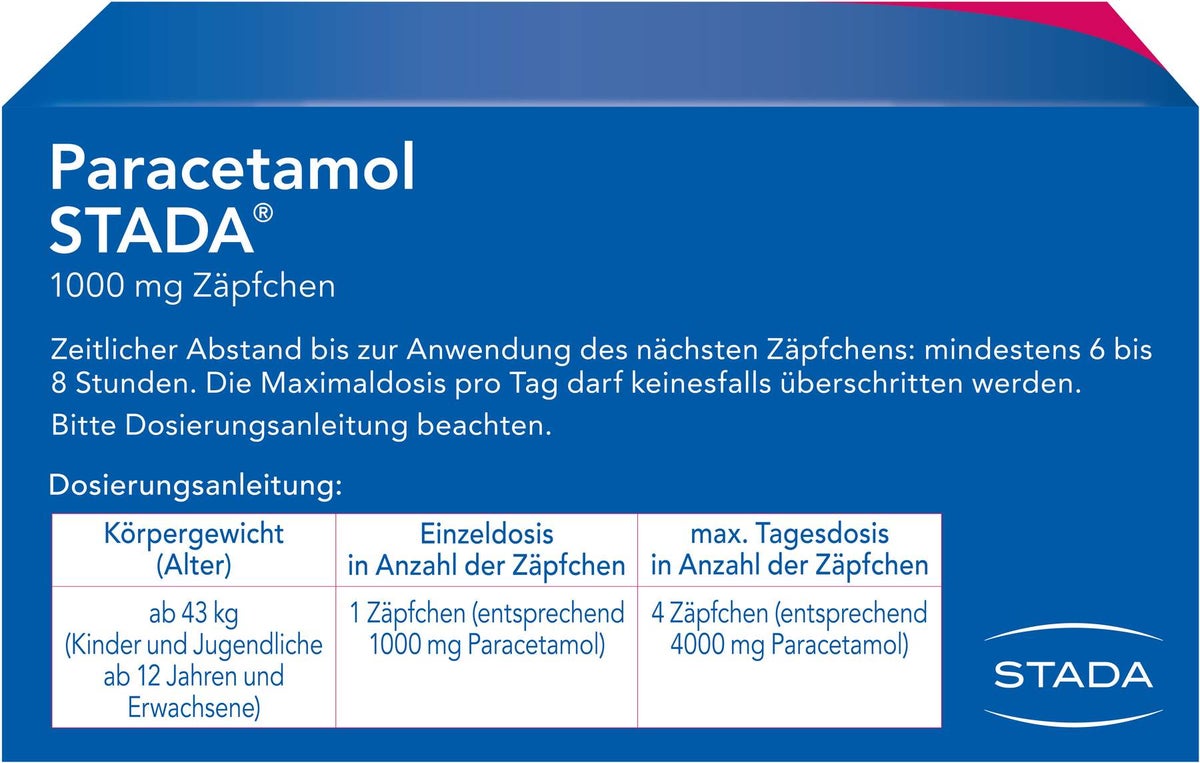 Paracetamol Stada 1000 mg 10 Zäpfchen