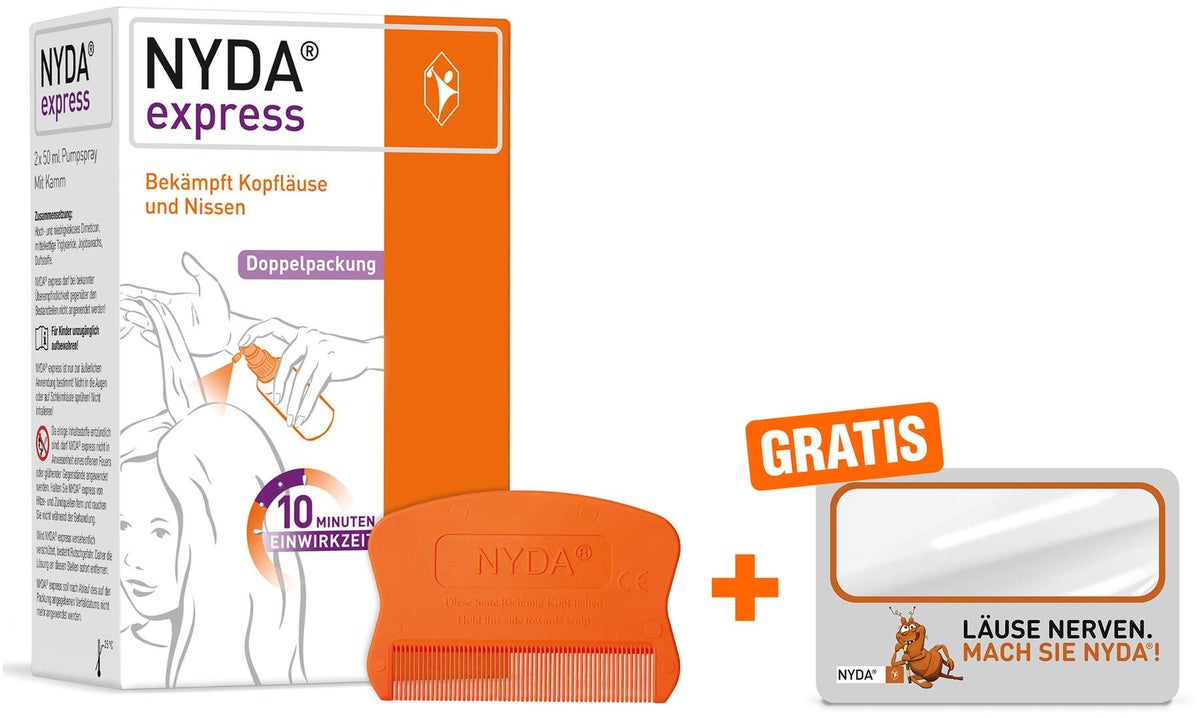 Nyda express Pumplösung 2x50ml + gratis Lupe