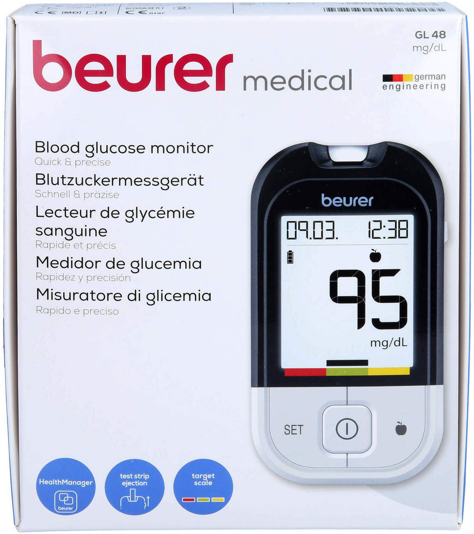 Beurer GL48 Blutzuckermessgerät mg je dL
