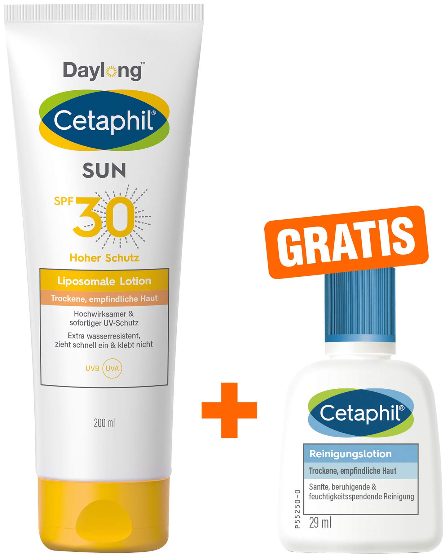 Cetaphil Sun Daylong SPF 30 liposomale Lotion 200 ml + gratis Cetaphil Reinigungslotion 29 ml