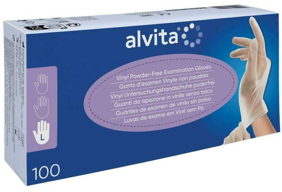 Alvita Vinyl Unt.Handschuhe Unsteril Puderfrei L