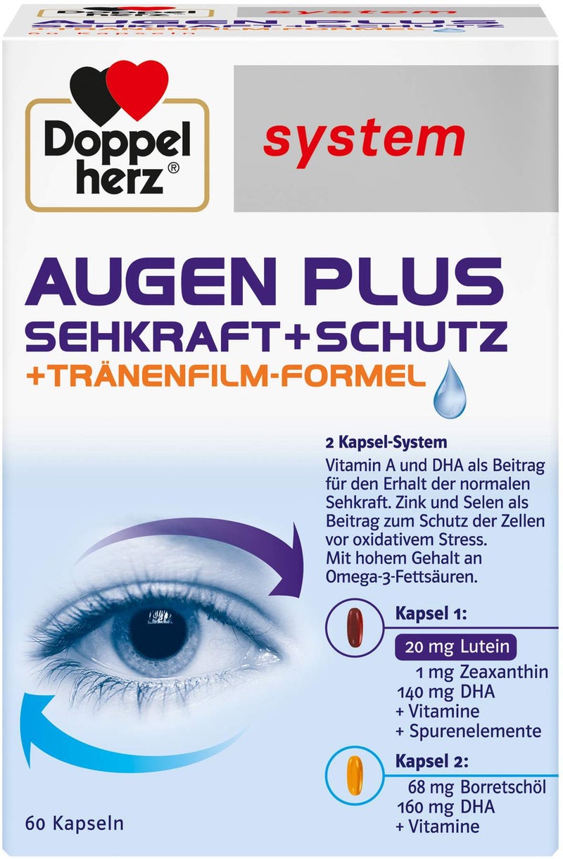 Doppelherz system Augen plus Sehkraft + Schutz + Tränenfilm-Formel 60 Kapseln