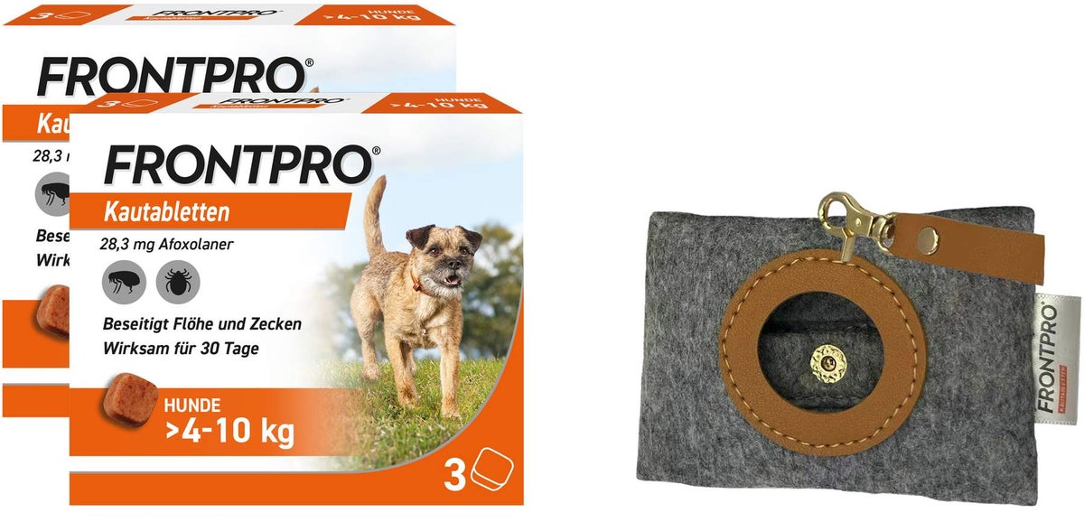 Frontpro 28,3 mg für Hunde 2 x 3 Kautabletten + gratis Hundebeutelspender 1 Stück