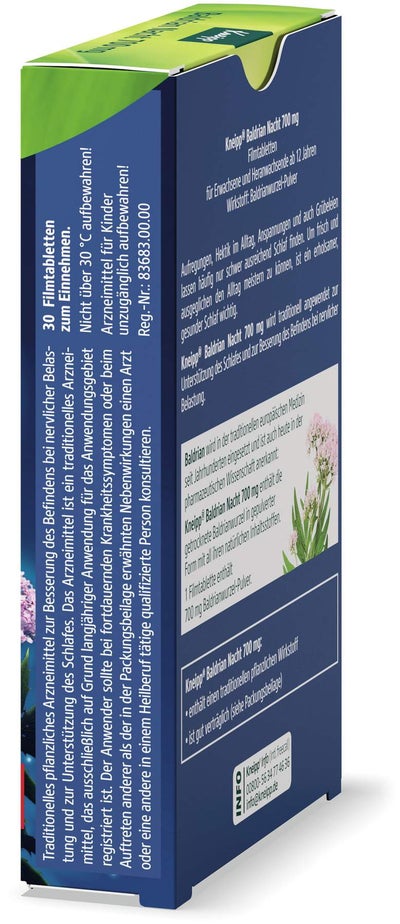 Kneipp Baldrian Nacht 700 mg 30 Filmtabletten