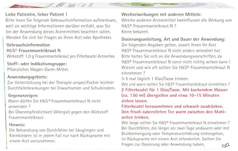 H&S Frauenmantelkraut N 20 Filterbeutel
