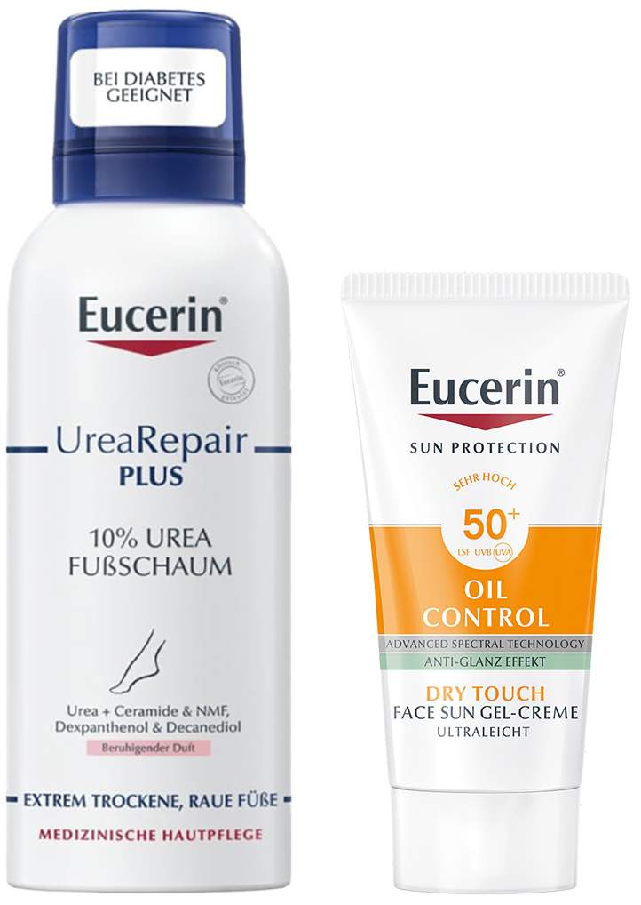 Eucerin UreaRepair Plus Fußschaum 10 % 150 ml + gratis Sun Gel-Creme Oil Control 20 ml