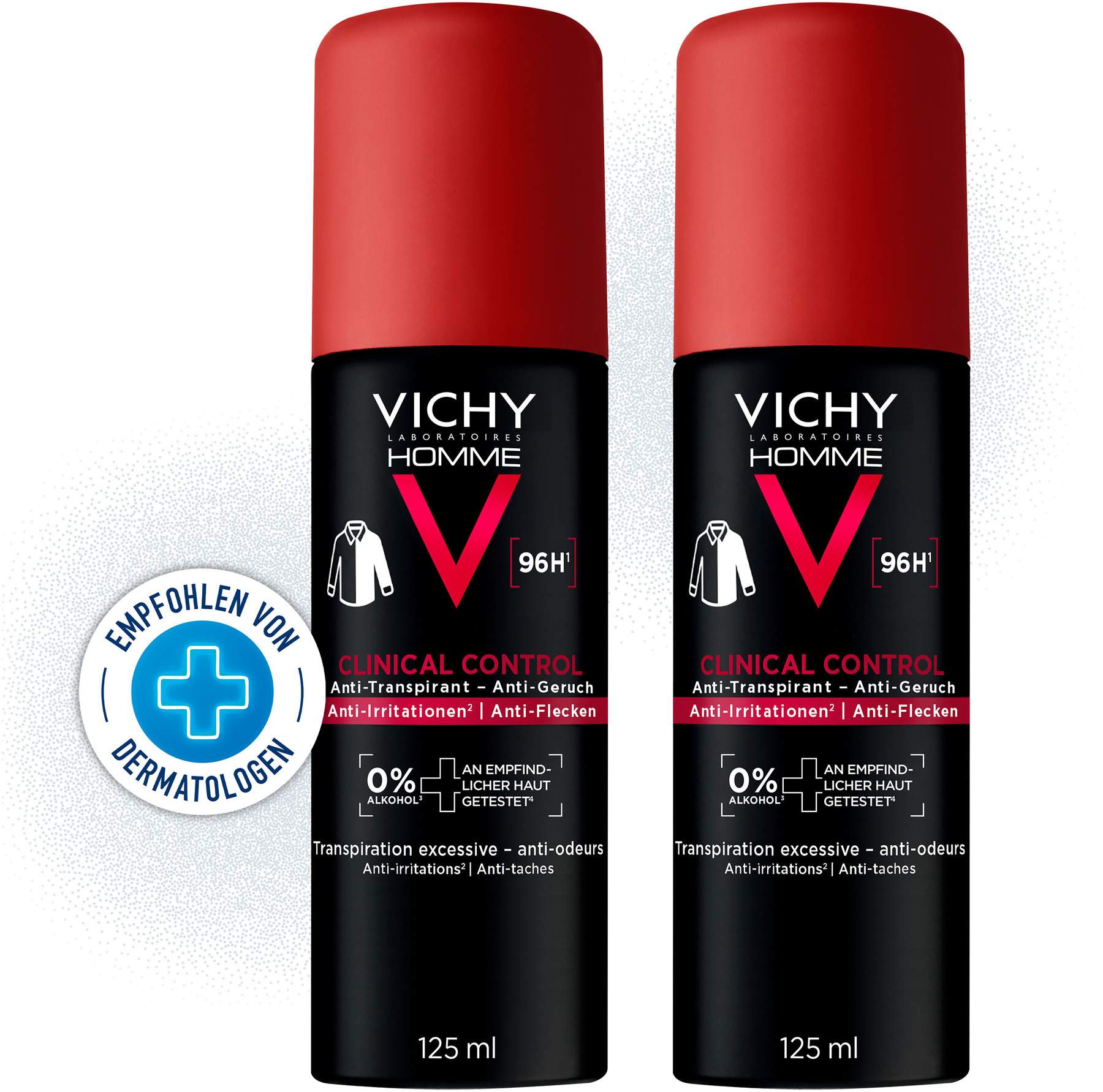 Vichy Clinical Control Homme Deo Spray 96h Doppelpack 2 x 125 ml Spray