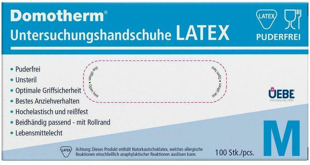 Domotherm Unt.Handschuhe Latex Unsteril Pf M Wei s
