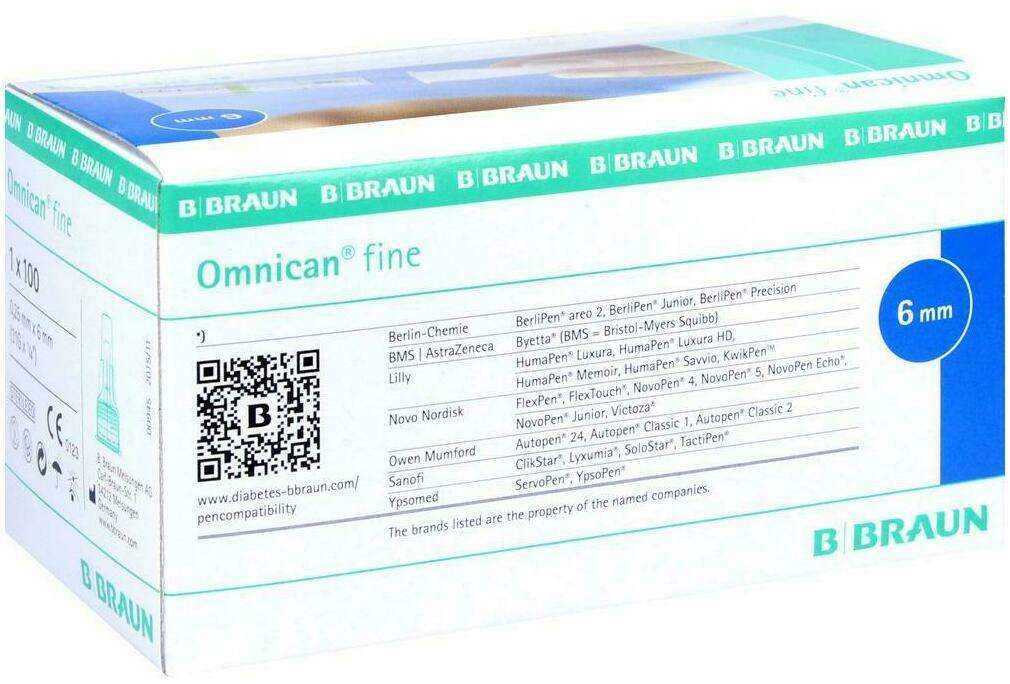 Omnican Fine Pen Kanüle 31 G 0,25 X 6 mm 100 Kanülen
