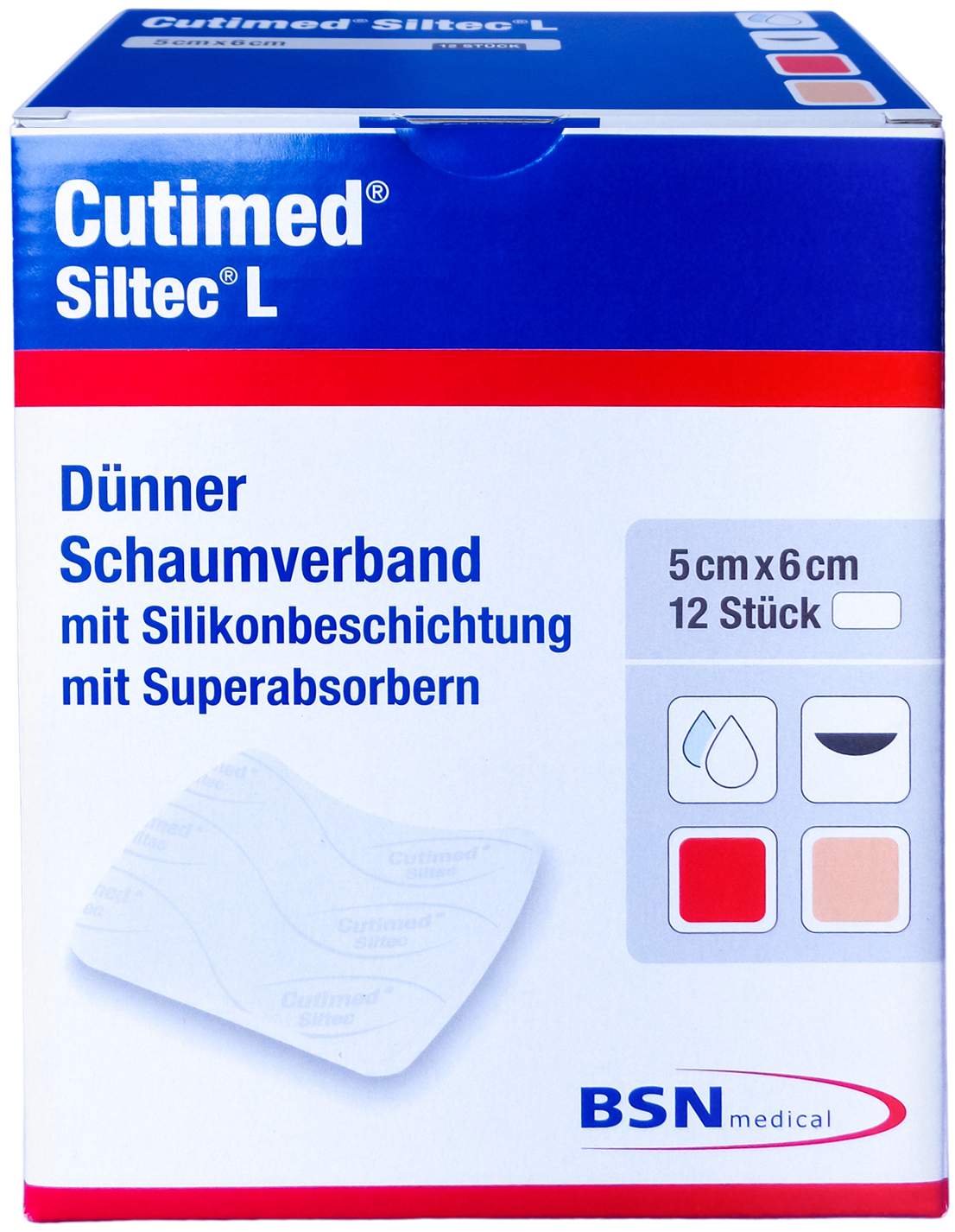 Cutimed Siltec L Schaumverband 5x6cm Dünn Sanft Haftend 12...
