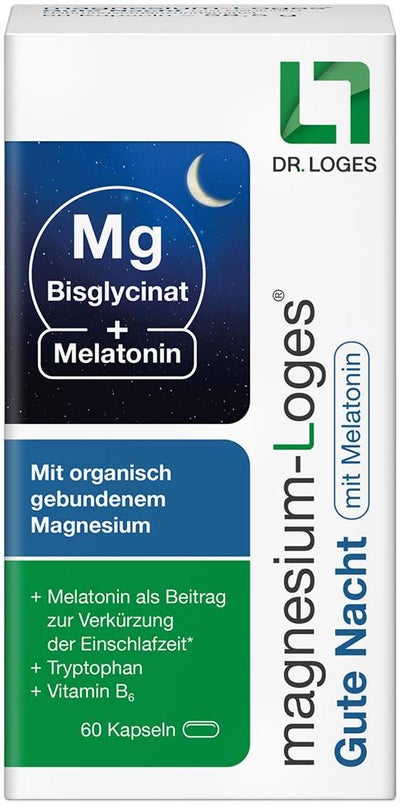 Magnesium-Loges Gute Nacht mit Melatonin 60 Kapseln