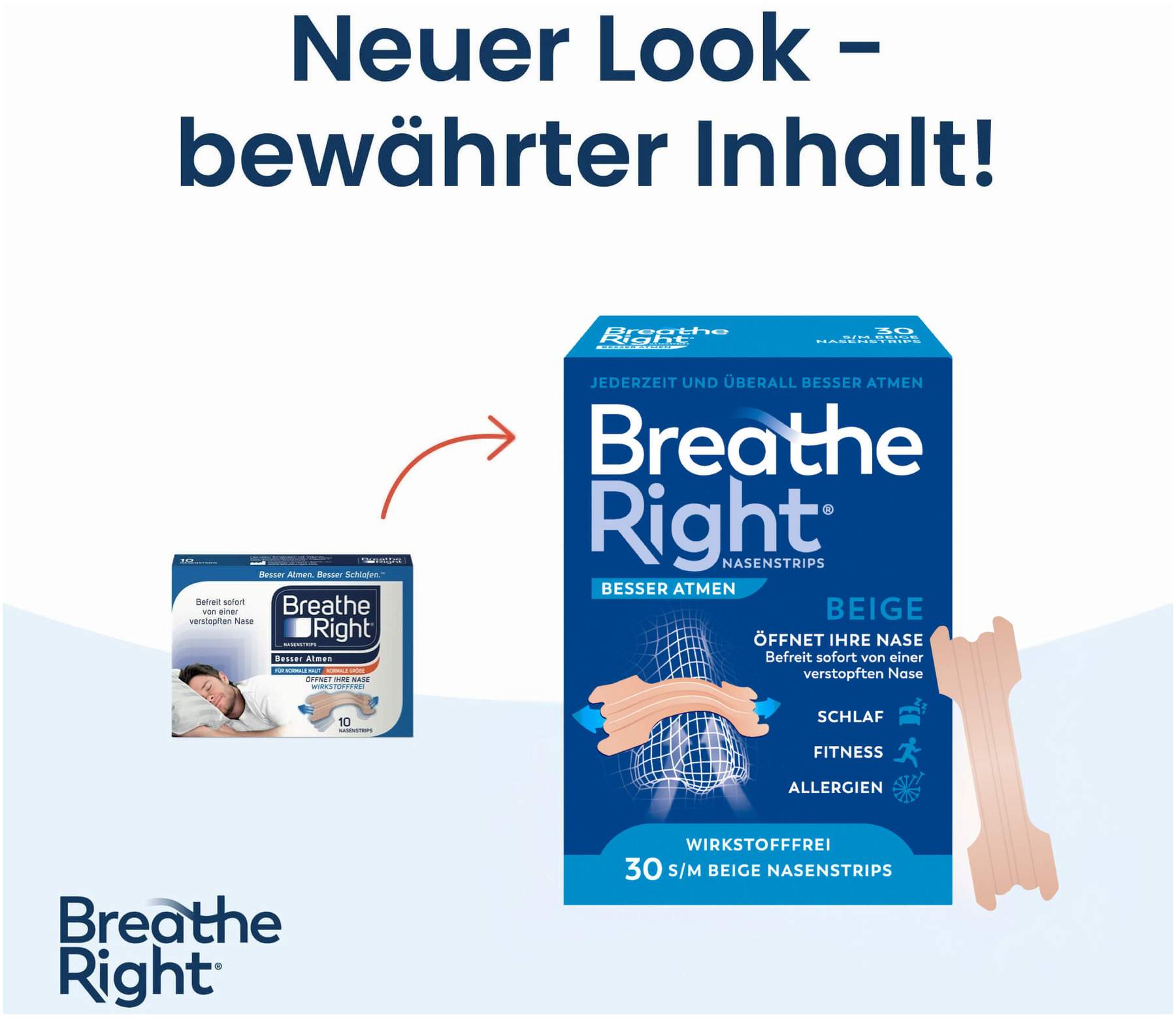 Besser Atmen Breathe Right 30 Nasenpflaster normal beige