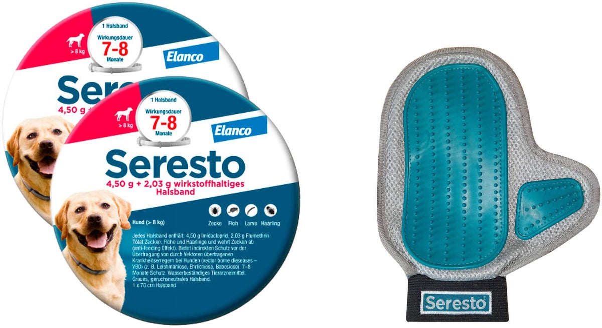 Seresto Halsband für große Hunde 2 x 1 Stück + gratis Pflegehandschuh 1 Stück