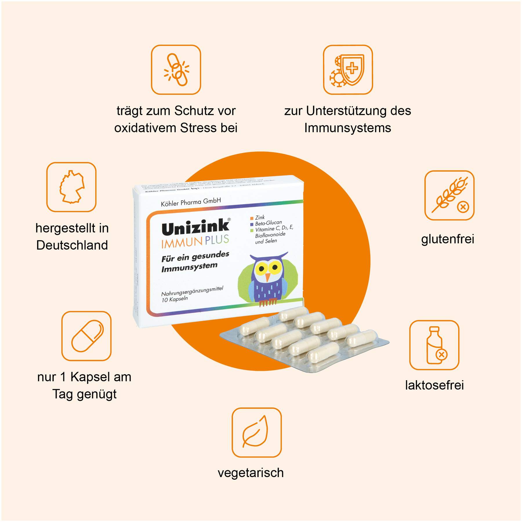 Unizink Immun Plus 10 Kapseln