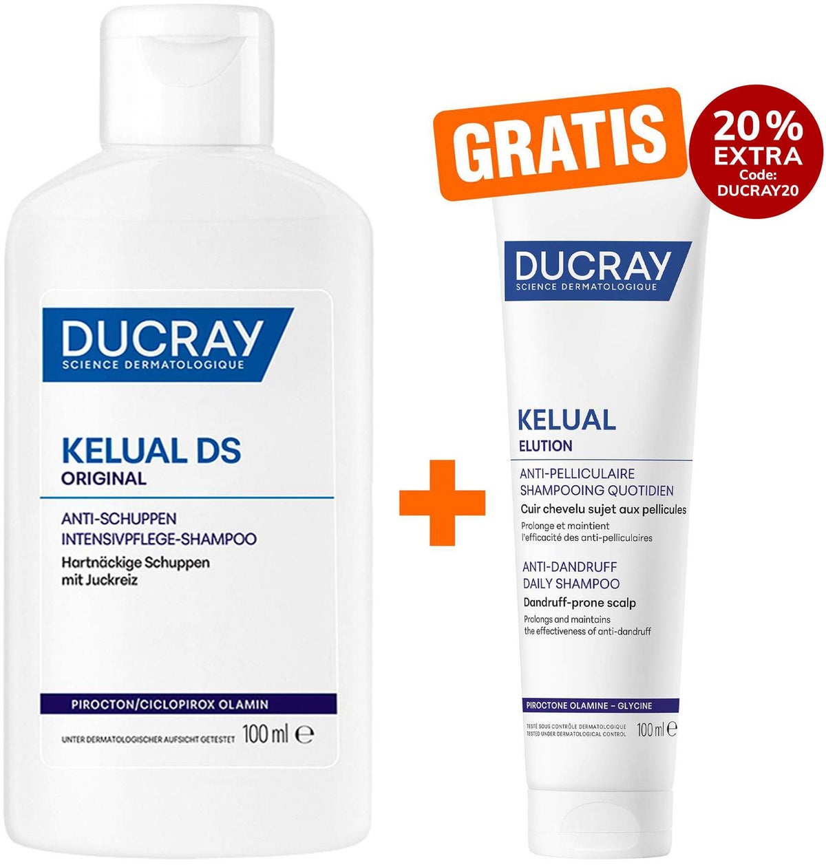 Ducray Kelual DS Shampoo 100 ml + gratis Ducray Elution ausgl. Shampoo 100 ml
