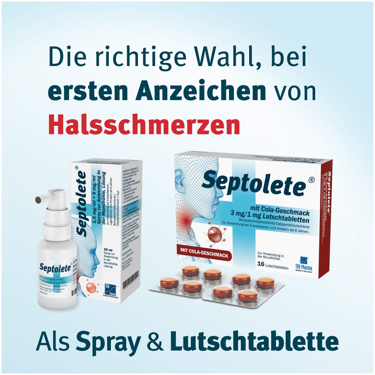 Septolete mit Cola Geschmack 3mg + 1mg  16 Lutschtabletten