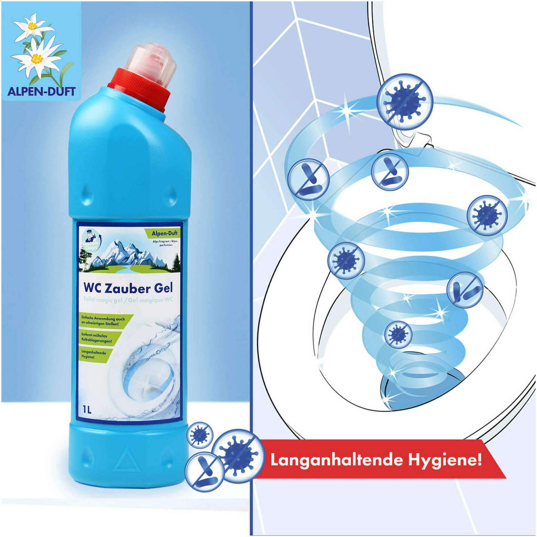 Captain Clean WC Zauber Gel mit Alpenduft 750 ml