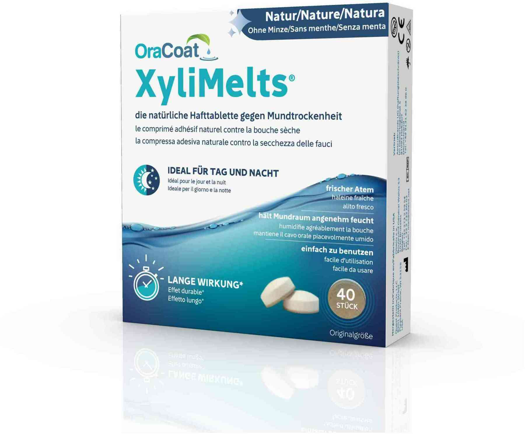 Oracoat Xylimelts Hafttabletten Natur ( Ohne Minze ) 40 Stück