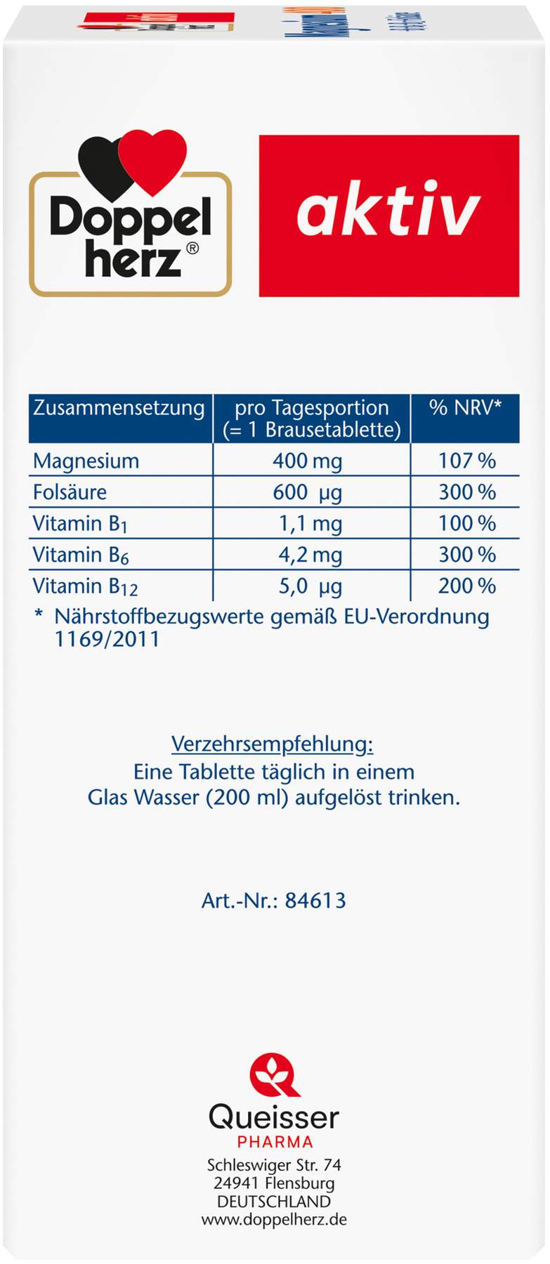 Doppelherz Aktiv Magnesium 400 + B1 + B6 + B12 + Folsäure 6 X...