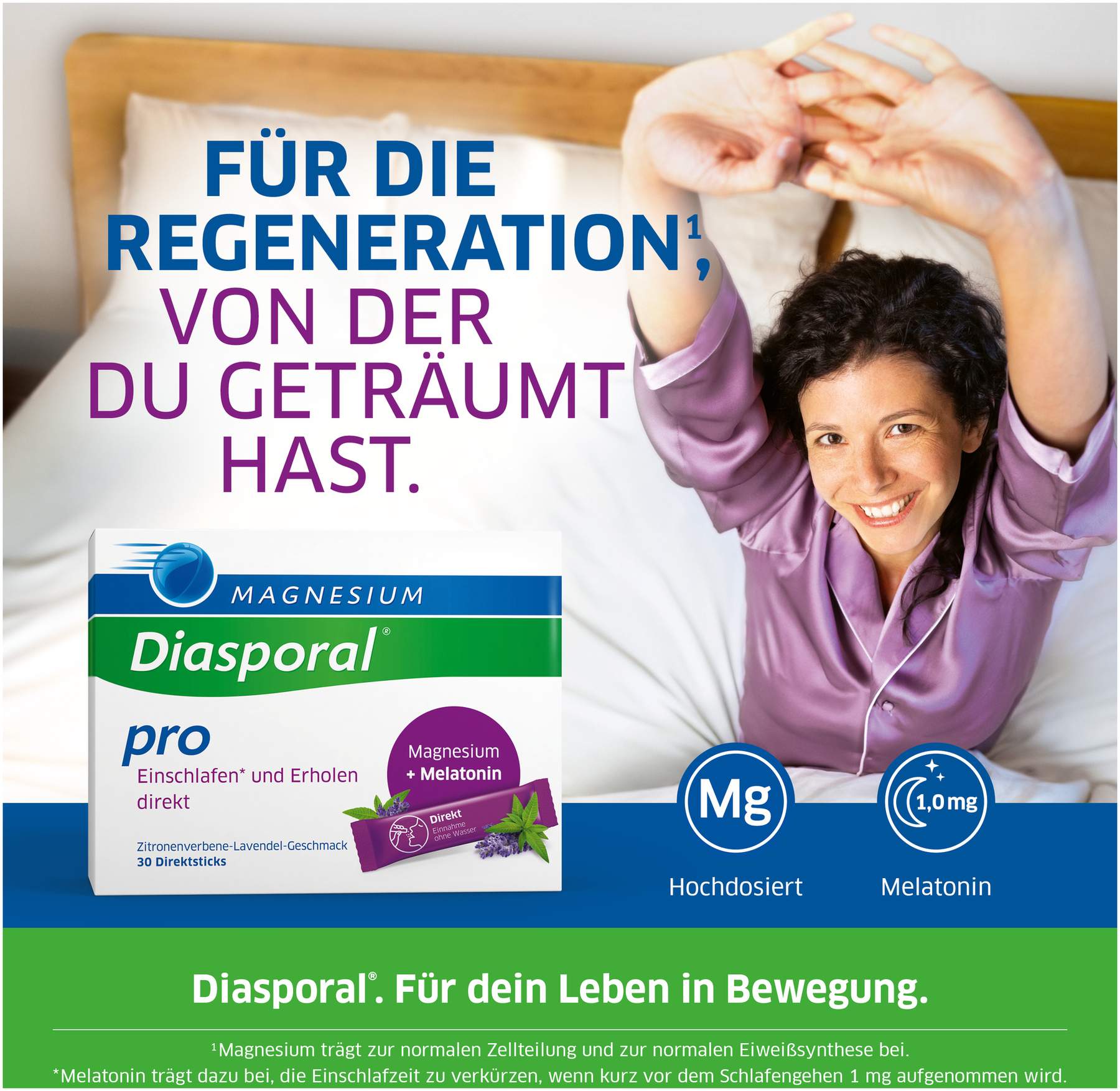 Magnesium Diasporal pro Einschlafen und erholen Direktgranulat 30 Sticks