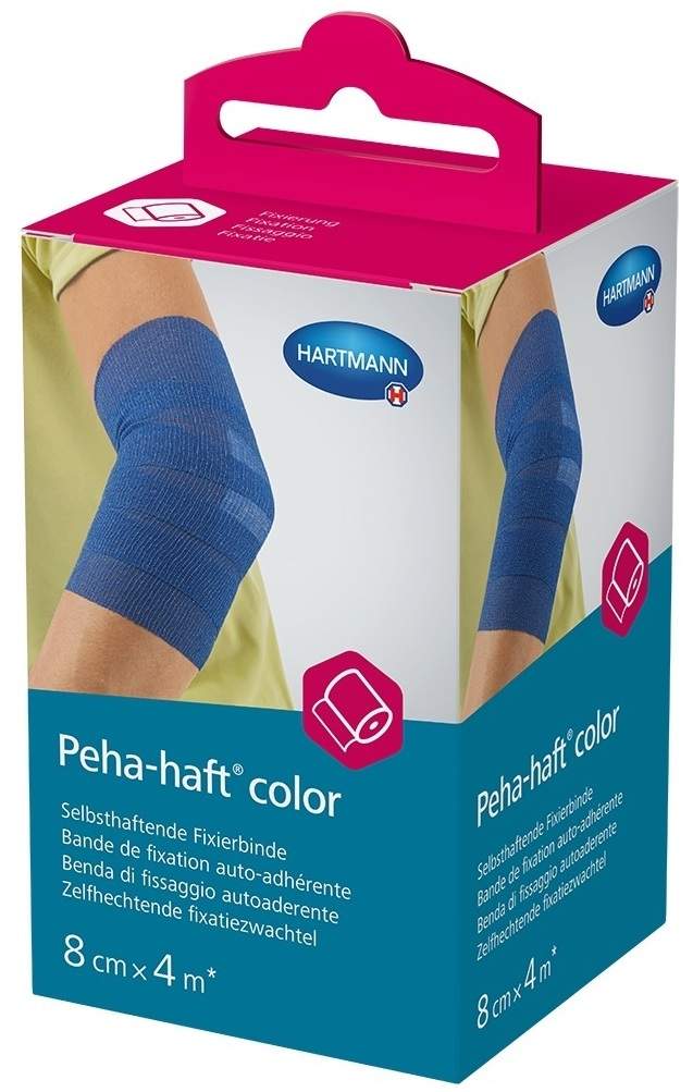 Peha Haft Color 1 Fixierbinde Latexfrei 8 cm X 4 M Blau