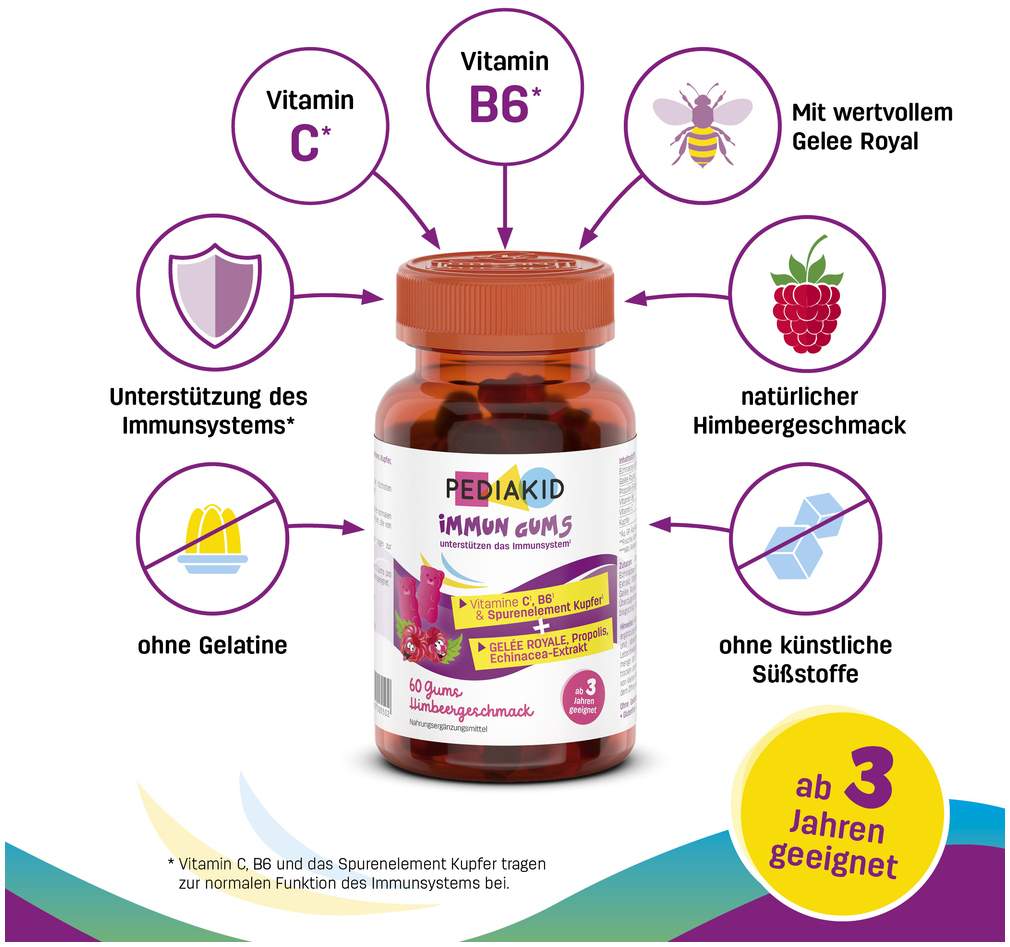 Pediakid Immun Gums mit Himbeergeschmack