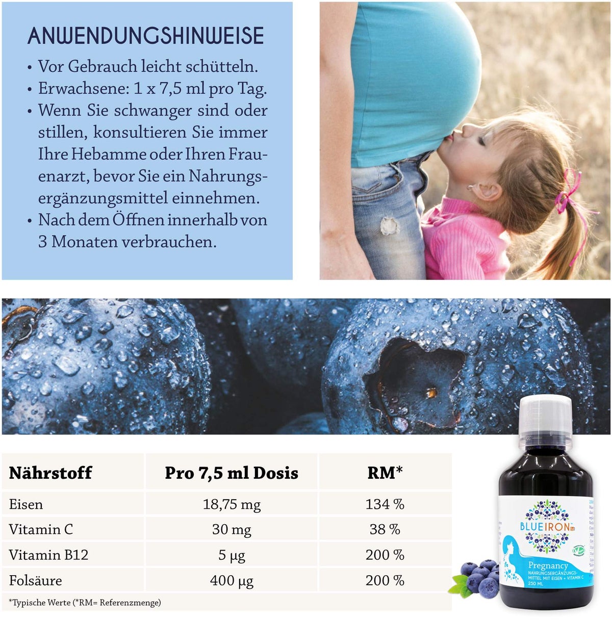 Blueiron Pregnancy Eisen Liquid 250 ml