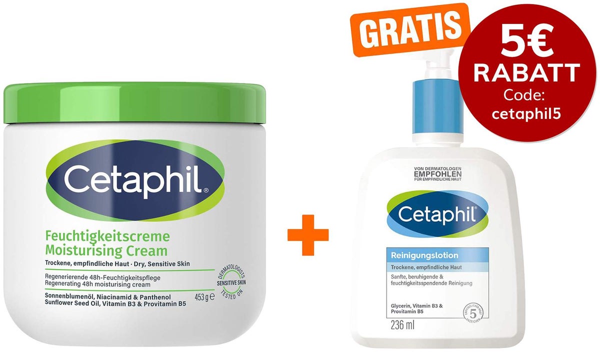 Cetaphil Feuchtigkeitscreme 453 g + gratis Reinigungslotion 236 ml