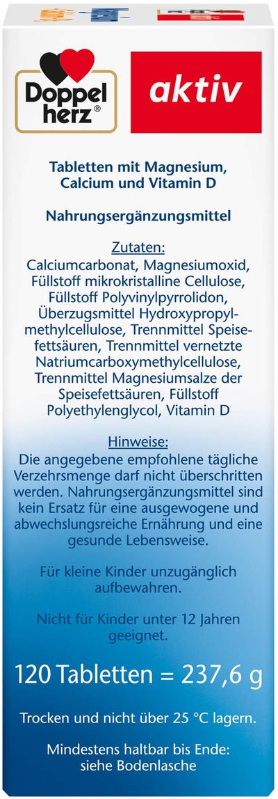 Doppelherz aktiv Magnesium + Calcium + D3 120 Tabletten