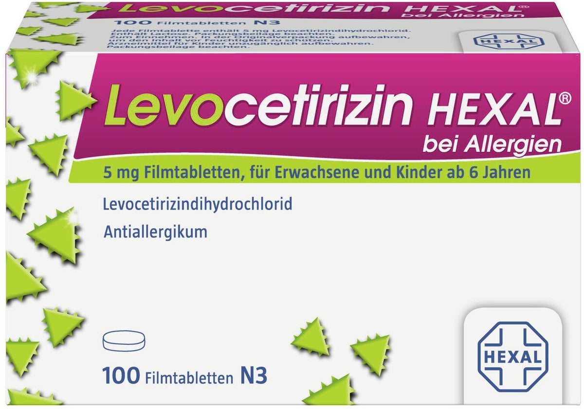 Levocetirizin Hexal bei Allergien 5 mg 100 Filmtabletten