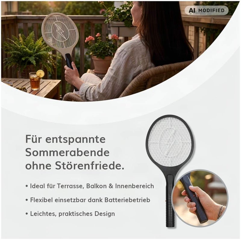 Deluxa Garden Elektrische Fliegenklatsche, Schwarz