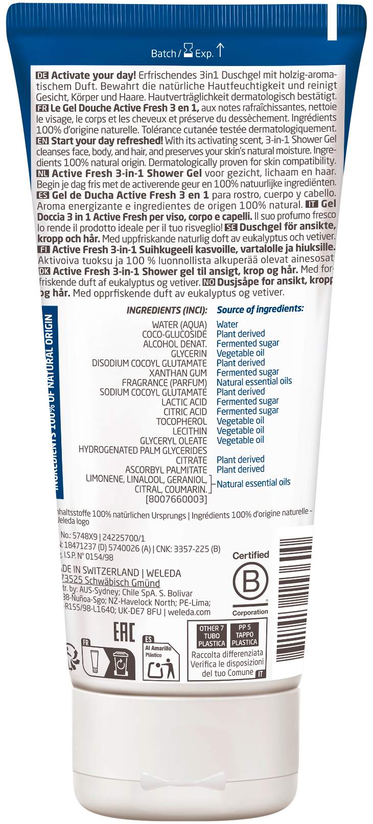 Weleda For Men Active Fresh 3 in 1 Shower Gel 200 ml