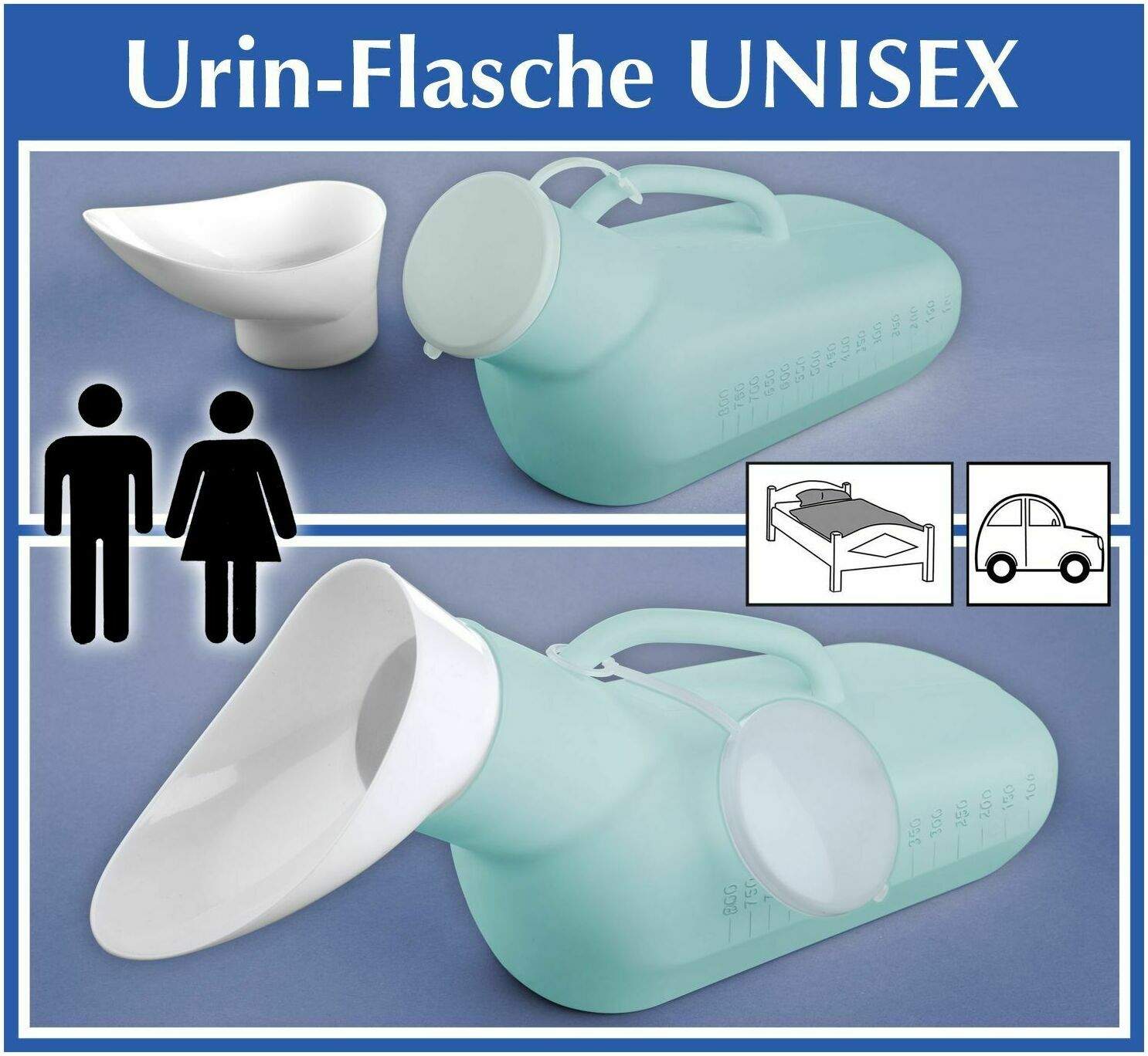 Urinflasche für Sie und Ihn mintgrün weiß