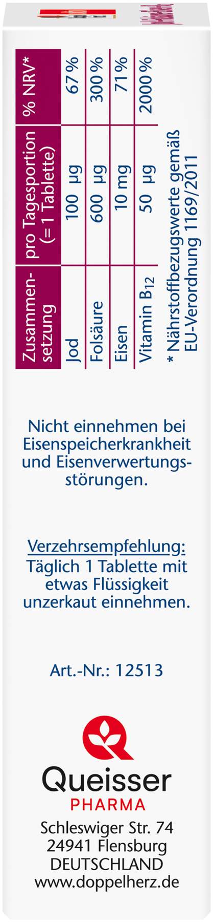Doppelherz Aktiv Jod + Folsäure + Eisen + B12 45 Mini-Tabletten