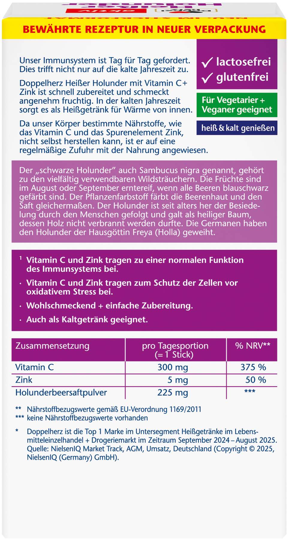 Doppelherz aktiv Heisser Holunder mit Vitamin C und Zink Granulat 10 Beutel