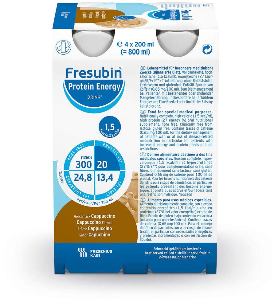Fresubin Protein Energy Drink Cappucchino Trinkflasche 4 X 200 ml