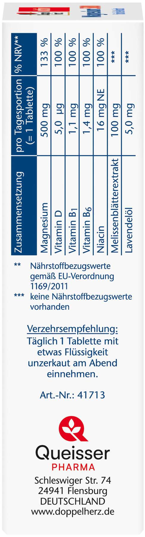 Doppelherz Aktiv Magnesium 500 Für die Nacht 30 Tabletten