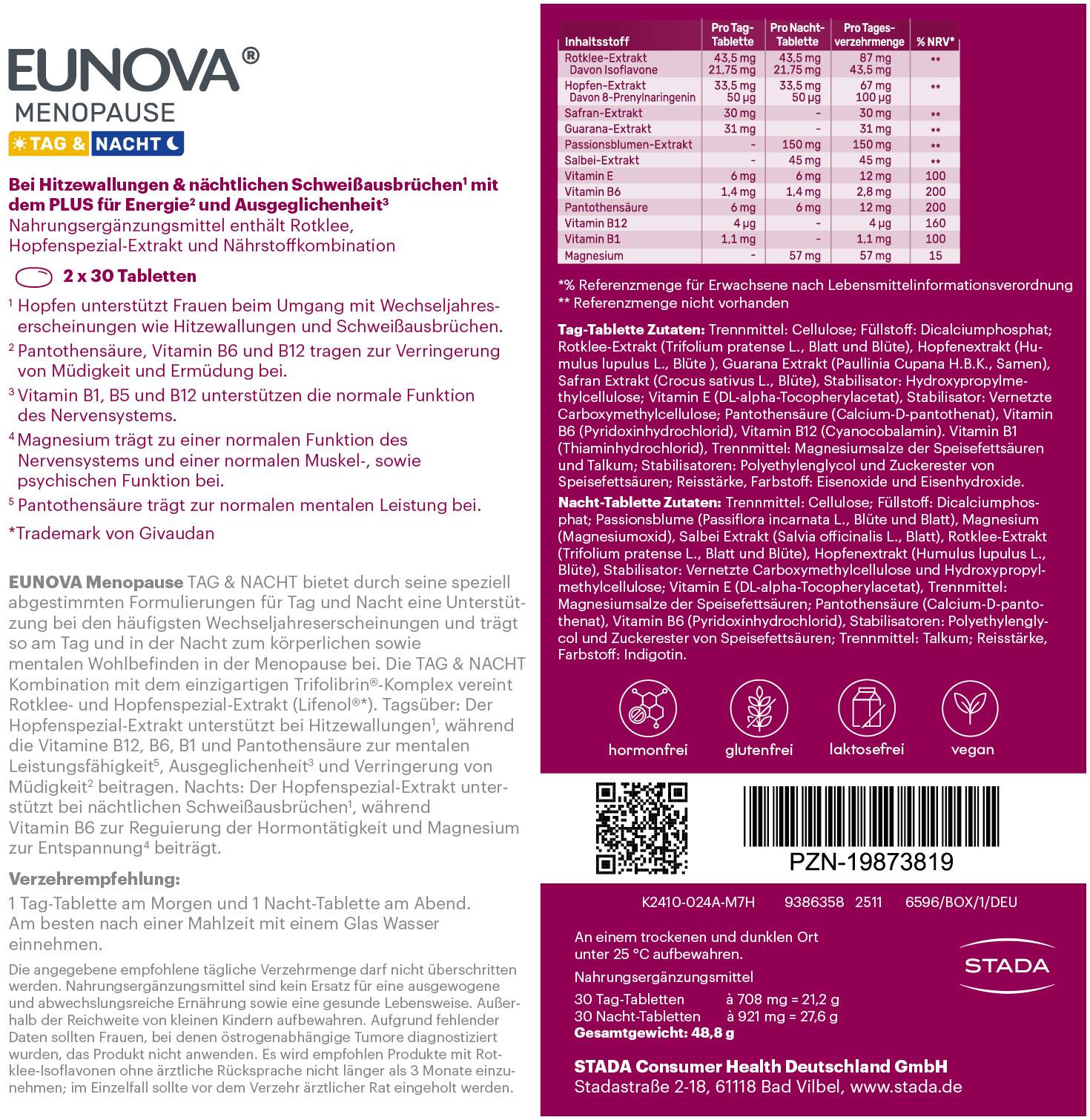 Eunova Menopause Tag & Nacht 60 Tabletten