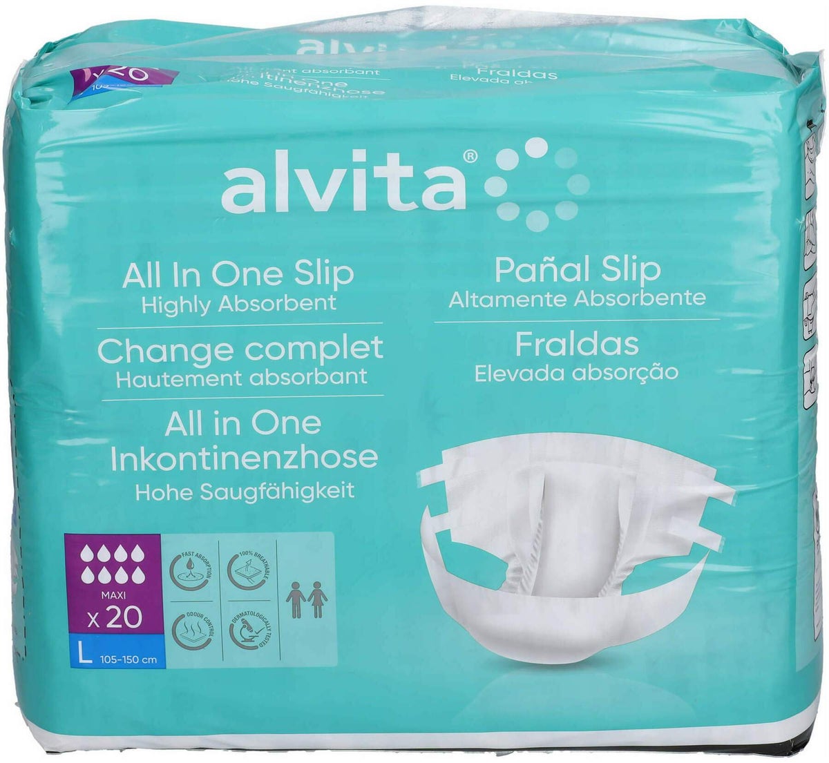 Alvita All-In-One Inkontinenzhose Maxi Large Nacht 20 Stück