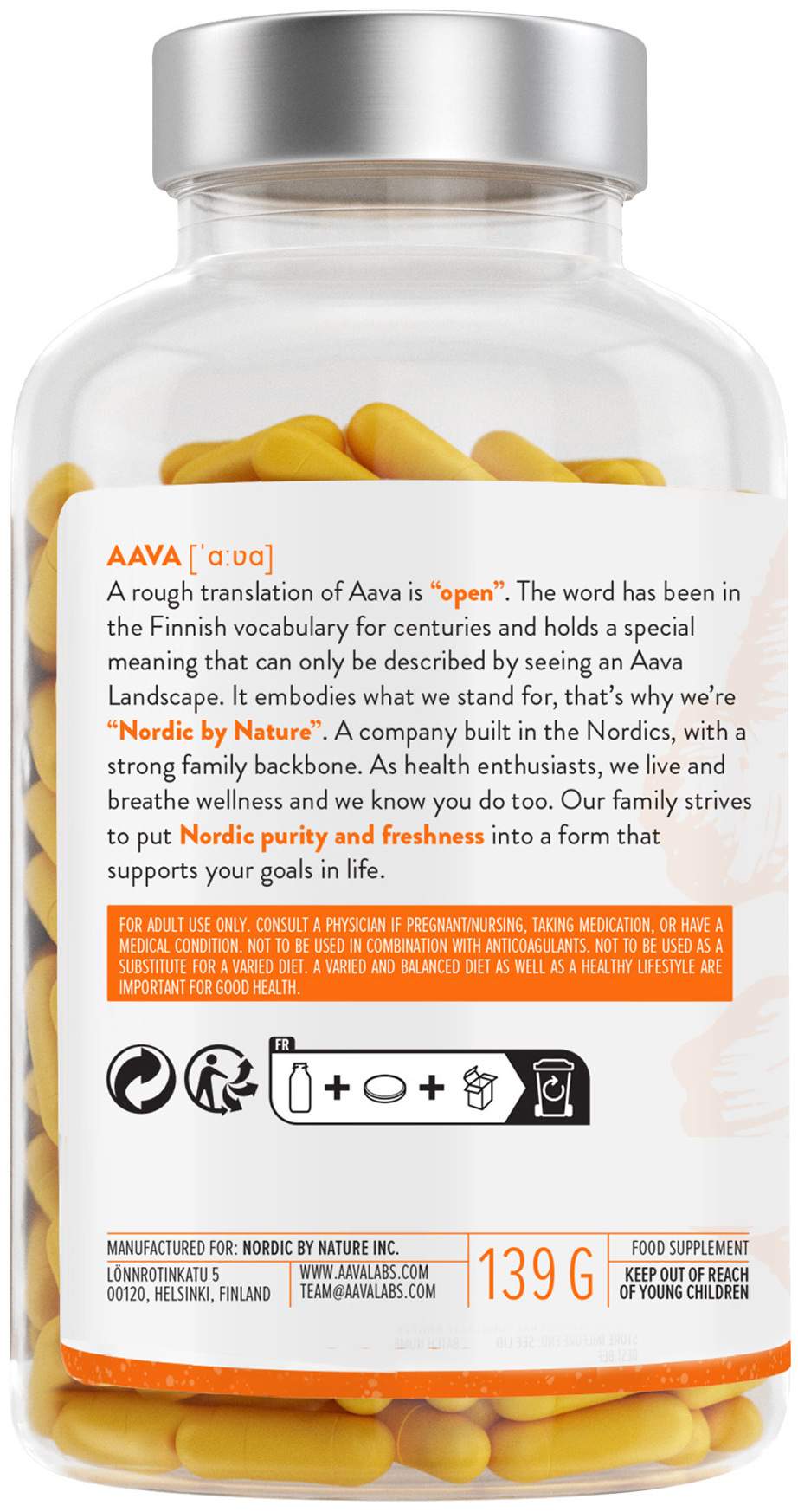 Aavalabs Curcumin + Piperin Vegan 180 Kapseln